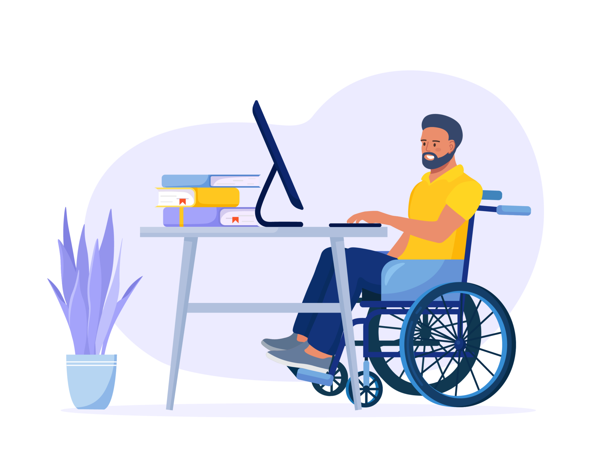 Disabled man at work disabled man using computer